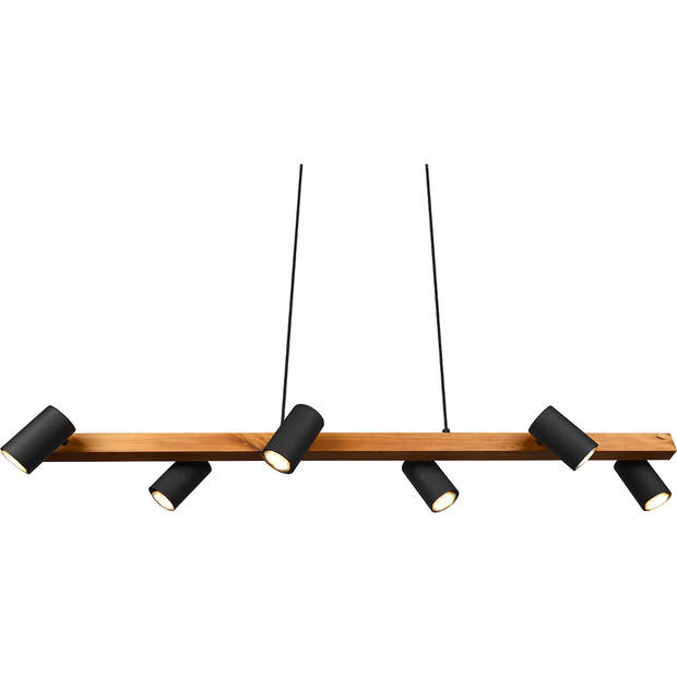 LED Hanglamp - Trion Milona - GU10 Fitting - 6-lichts - Rond - Mat Bruin/Zwart - Aluminium