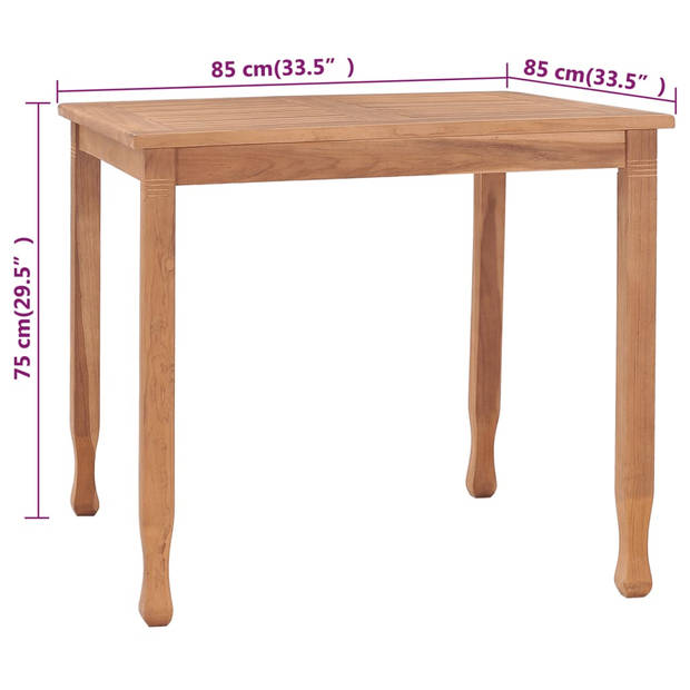 vidaXL Tuintafel 85x85x75 cm massief teakhout