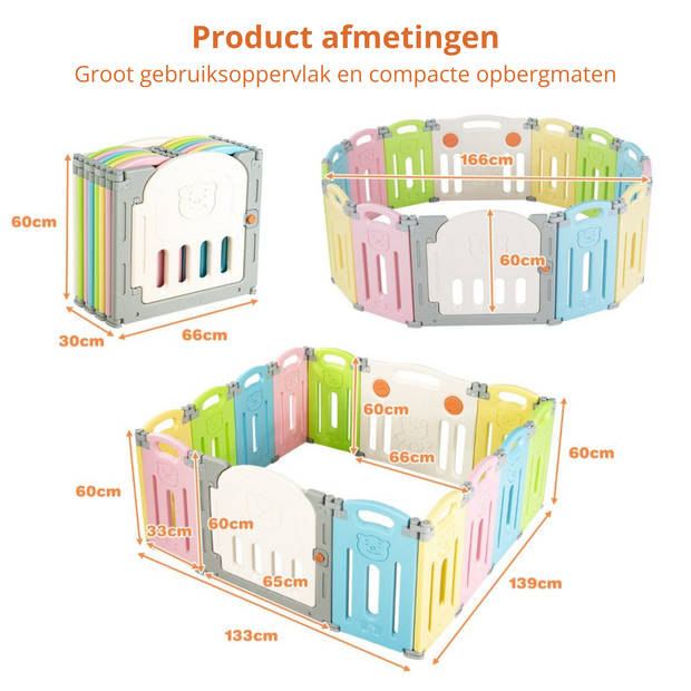 Grondbox - Grondbox Baby - Playpen - Kruipbox - Kinderbox - Box - Speelbox - 139 x 133 x 60 cm