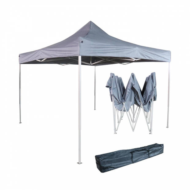 Partytent easy up 3 x 3 - vouwbaar frame - 420D Oxford antraciet tentdoek met PVC coating