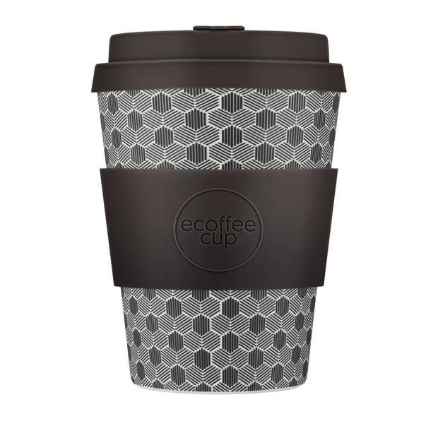 Ecoffee Cup Fermi's Paradox PLA - Koffiebeker to Go 350 ml - Donkerbruin Siliconen