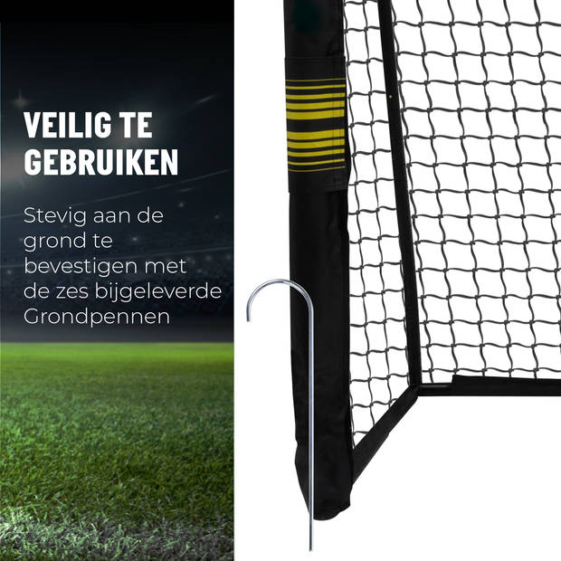 Umbro Voetbaldoel - 240 x 160 x 85cm - Voetbalgoal Groot - Metaal - Zwart/Geel