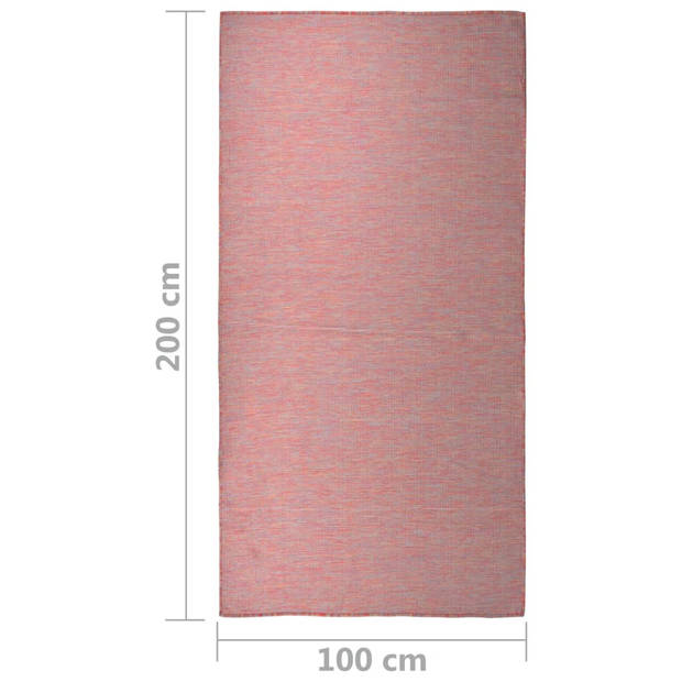 vidaXL Buitenkleed platgeweven 100x200 cm rood