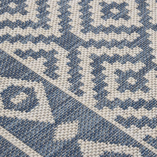 vidaXL Buitenkleed met patroon platgeweven 80x150 cm blauw