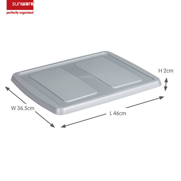 Sunware deksel voor opslagbox van 17/32/45 liter lichtgrijs 46 x 36 x 2 cm - Opbergbox