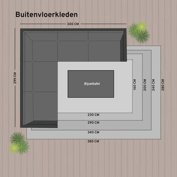 Buiten vloerkleed Sage - Zwart - dubbelzijdig - EVA Interior - 240 x 340 cm - (XL)