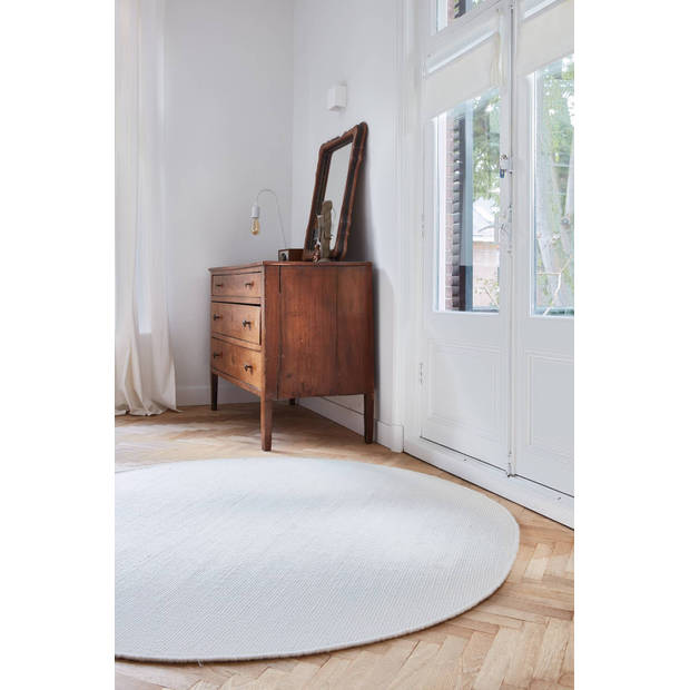 Rond vloerkleed wollen Wit - Cobble Stone