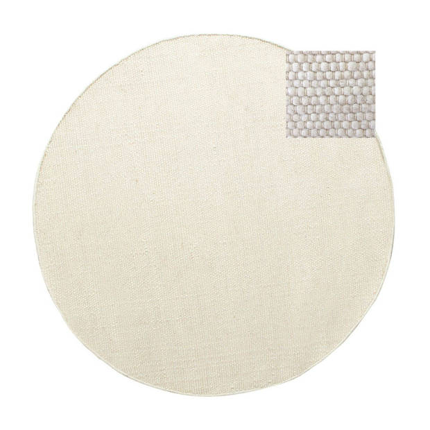 Rond vloerkleed wollen Wit - Cobble Stone