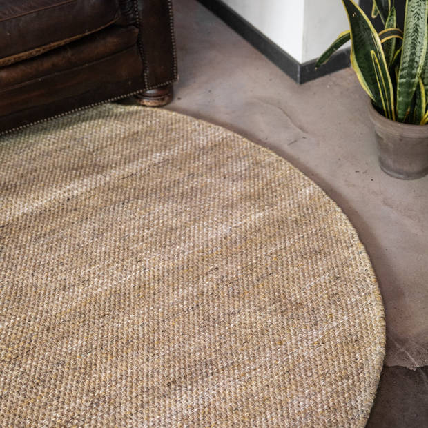 Vloerkleed Gerecycled Materiaal Rond Ciro Geel/Naturel