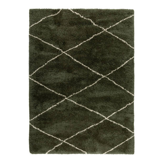 Berber vloerkleed hoogpolig Groen/Cream 160x230cm - (M) - scandinavisch - nea - Interieur05