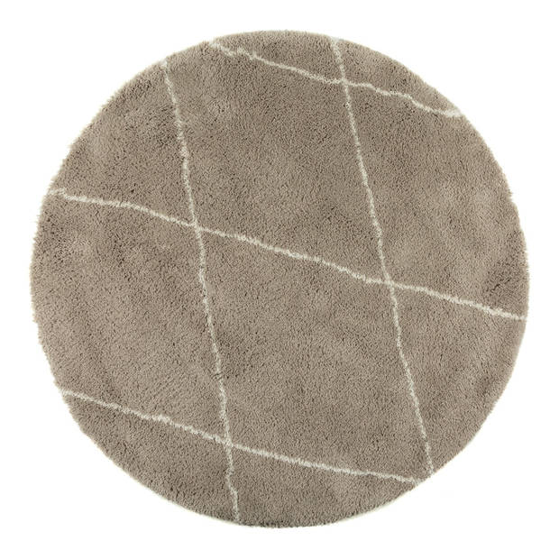 Berber vloerkleed rond hoogpolig Zand/Cream 240 Ø - (XL) - scandinavisch - nea - Interieur05