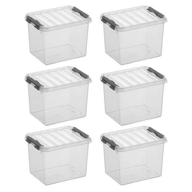 Q-line opbergbox 3L - Set van 6 - Transparant/grijs
