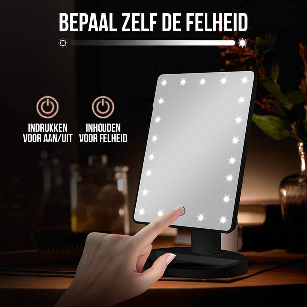 Strex Make Up Spiegel met LED verlichting - 3 Verlichtingsmodus - 1/10x Vergroting - 360° Verstelbaar