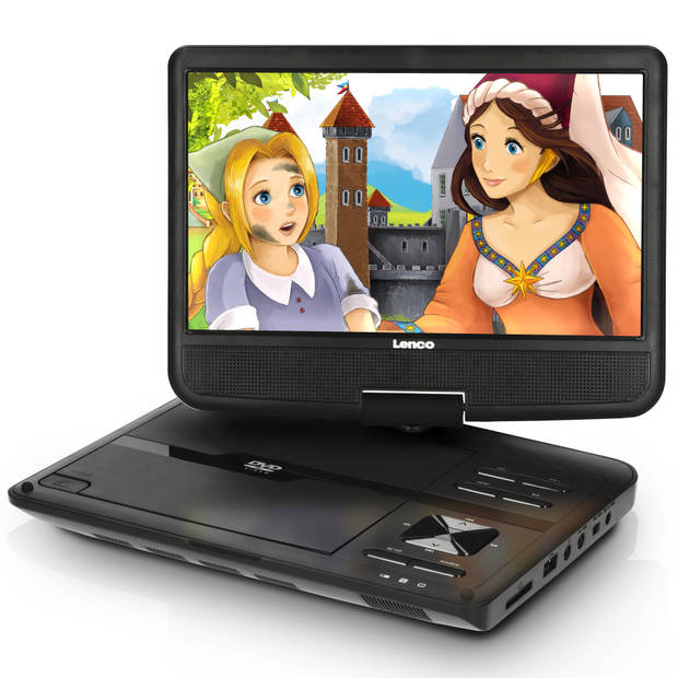 Portable 10" DVD-speler met USB-hoofdtelefoon-ophangbeugel Lenco Zwart