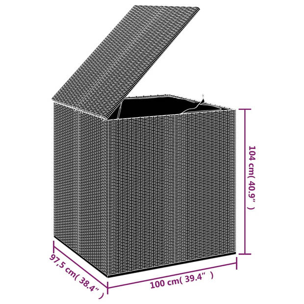 vidaXL Tuinbox 100x97,5x104 cm polyetheen rattan bruin