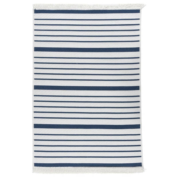 vidaXL Vloerkleed 160x230 cm katoen marineblauw