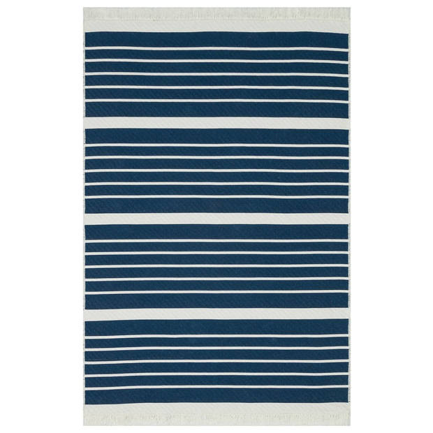 vidaXL Vloerkleed 160x230 cm katoen marineblauw