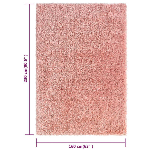 vidaXL Vloerkleed shaggy hoogpolig 50 mm 160x230 cm roze
