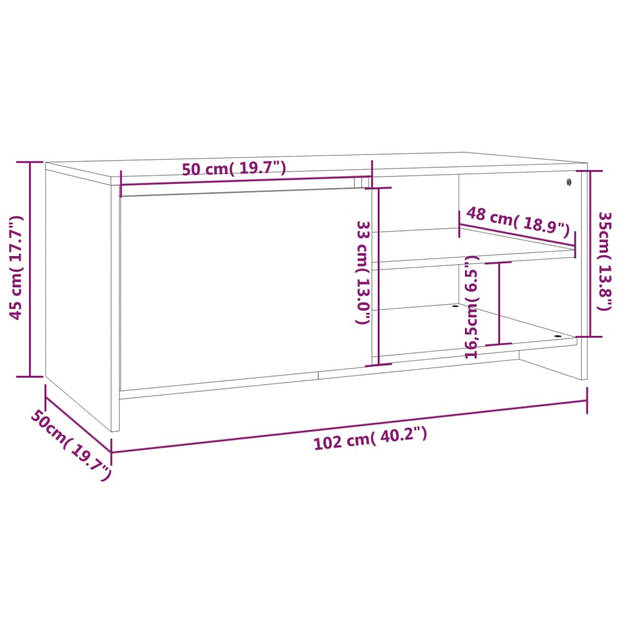 The Living Store Banktafel - Gerookt eiken - 102 x 50 x 45 cm - Montage vereist