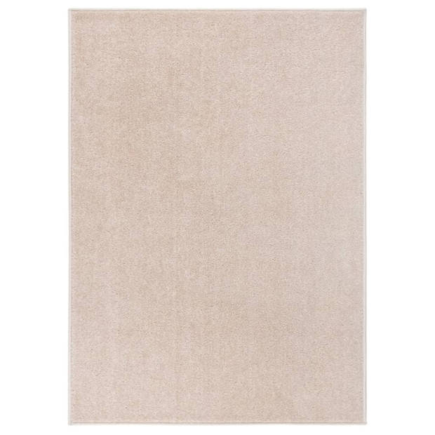 vidaXL Vloerkleed kortpolig 140x200 cm donkerbeige