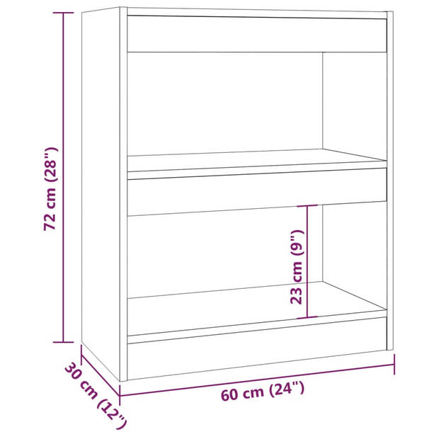 vidaXL Boekenkast/kamerscherm 60x30x72 cm grijs sonoma eikenkleurig