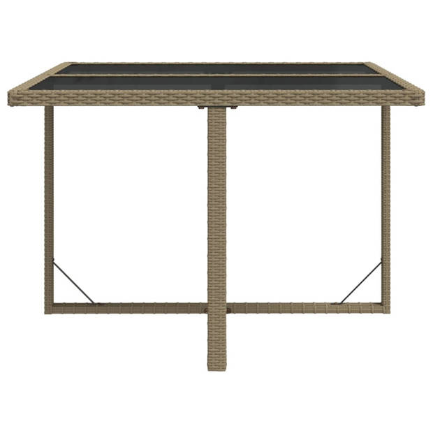 vidaXL Tuintafel 109x107x74 cm poly rattan en glas beige