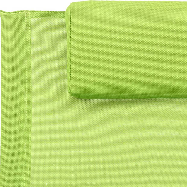 vidaXL Ligstoel met kussen staal en textileen groen