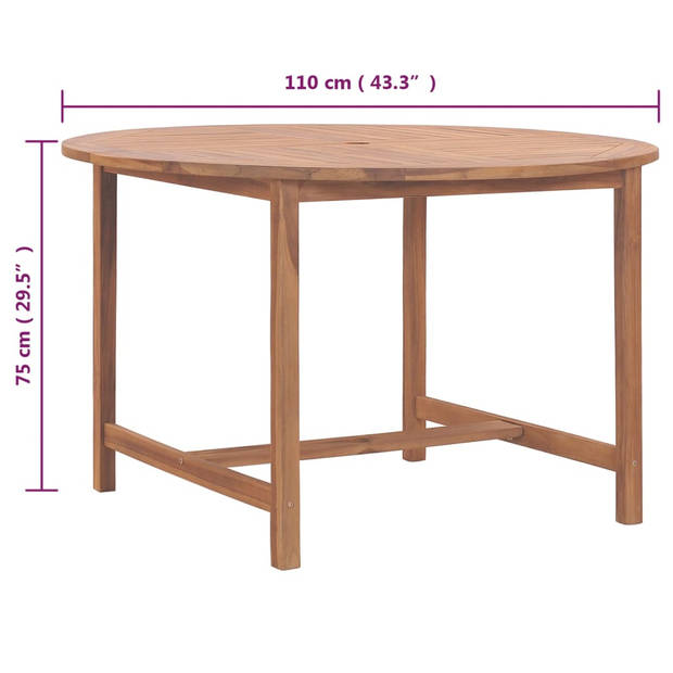 vidaXL Tuintafel Ø110x75 cm massief teakhout