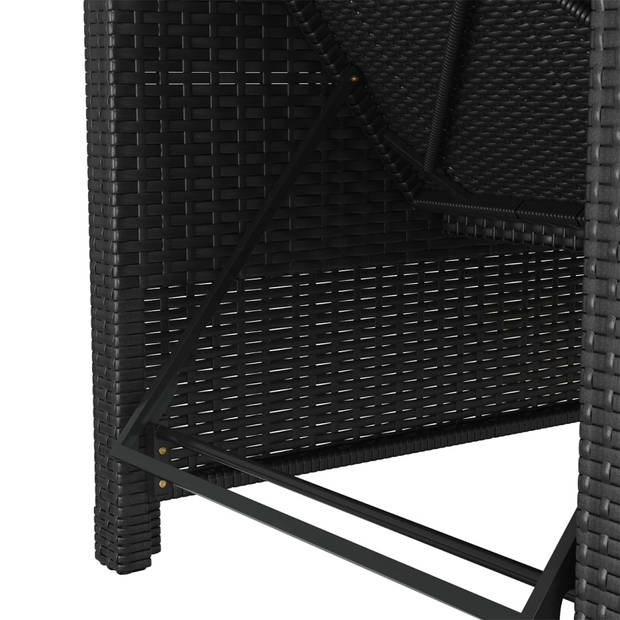 The Living Store Ligstoel Tuin Zwart - 181.5/201 x 68 x 29/45/53/63/73 cm - PE Rattan - Stof