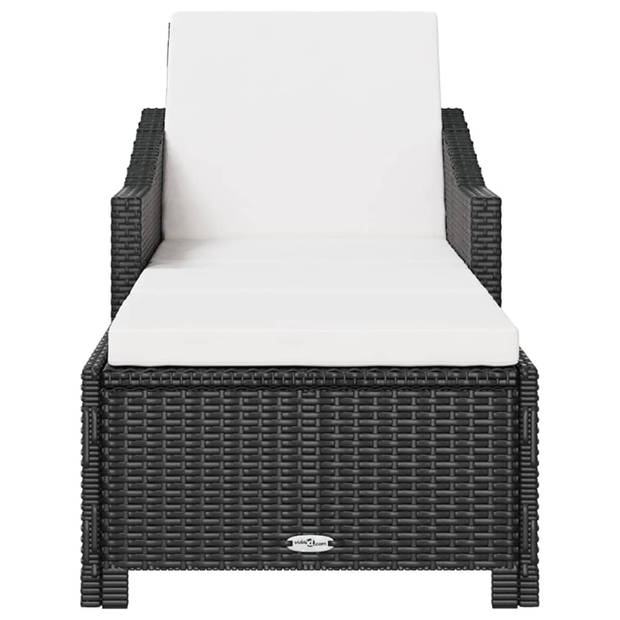 The Living Store Ligstoel Tuin Zwart - 181.5/201 x 68 x 29/45/53/63/73 cm - PE Rattan - Stof