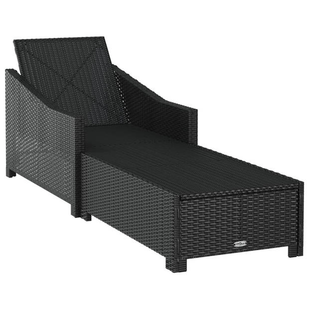 The Living Store Ligstoel Tuin Zwart - 181.5/201 x 68 x 29/45/53/63/73 cm - PE Rattan - Stof