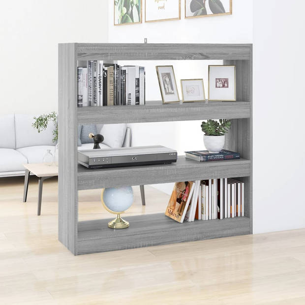 The Living Store Boekenkast Sonoma Eiken 100x30x103 cm - Grijs - Strategisch en praktisch kamermeubel