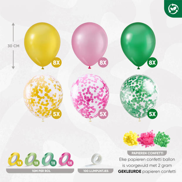 Fissaly® 40 Stuks Latex & Papieren Confetti Ballonnen Hawaii Tropical Party Thema Ballonnen – Feest Versiering