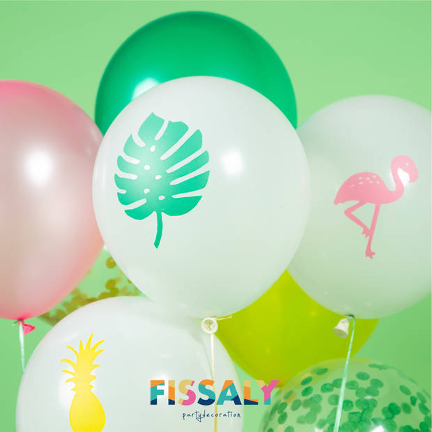 Fissaly® 45 Stuks Hawaii Tropical Party Decoratie – Flamingo, Ananas & Tropische Bladeren Versiering – Feest
