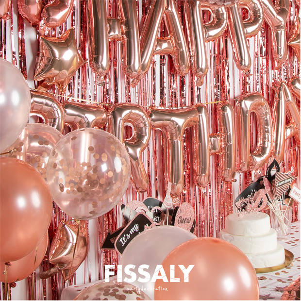 Fissaly® 10 Jaar Rose Goud Verjaardag Decoratie Versiering - Helium, Latex & Papieren Confetti Ballonnen