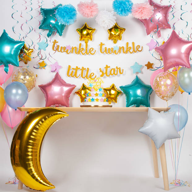 Fissaly® 112 Stuks Twinkle Twinkle Little Star Gender Reveal Versiering Decoratie - Slingers, Ballonnen & Accessoires