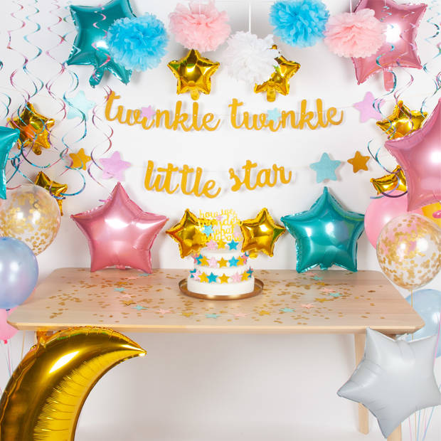 Fissaly® 112 Stuks Twinkle Twinkle Little Star Gender Reveal Versiering Decoratie - Slingers, Ballonnen & Accessoires