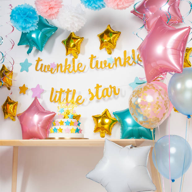 Fissaly® 112 Stuks Twinkle Twinkle Little Star Gender Reveal Versiering Decoratie - Slingers, Ballonnen & Accessoires
