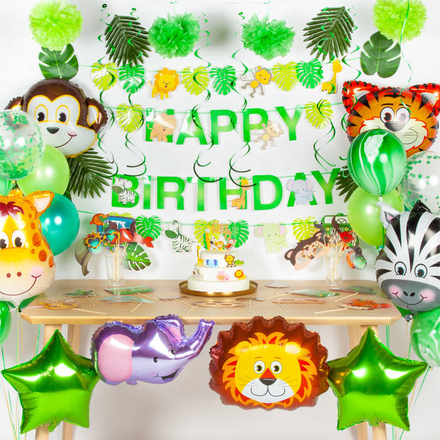 Fissaly® 127 Stuks Jungle Thema Party Verjaardag Versiering XXL Set - Safari Decoratie Kinderfeestje - Ballonnen