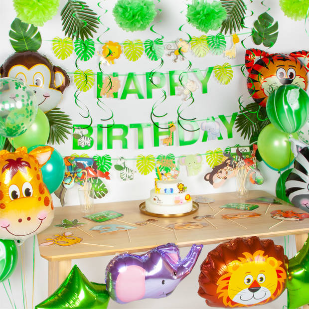 Fissaly® 127 Stuks Jungle Thema Party Verjaardag Versiering XXL Set - Safari Decoratie Kinderfeestje - Ballonnen