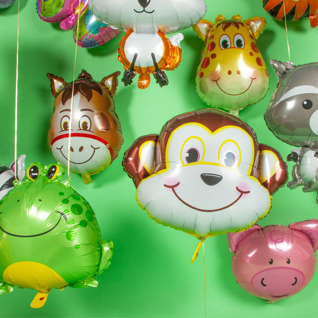 Fissaly® 15 Grote Dieren Folie Ballonnen met Lint – Feest Versiering – Kinderfeestje – Decoratie