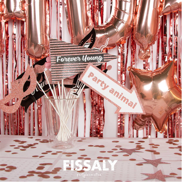 Fissaly® 18 Jaar Rose Goud Verjaardag Decoratie Versiering - Helium, Latex & Papieren Confetti Ballonnen