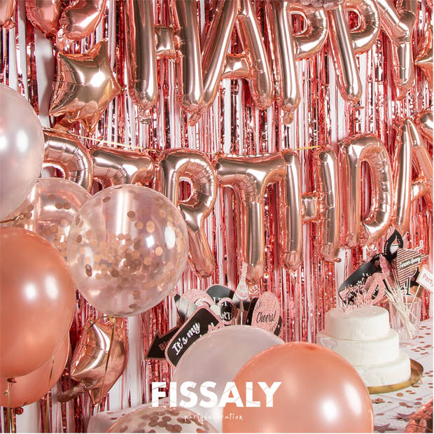 Fissaly® 21 Jaar Rose Goud Verjaardag Decoratie Versiering - Helium, Latex & Papieren Confetti Ballonnen
