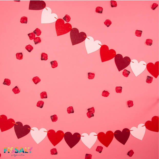 Fissaly® 22 Stuks Liefde & Hartjes Decoratie Set met Helium Ballonnen en Lint – I Love you – Hem & Haar Cadeautje - Rood