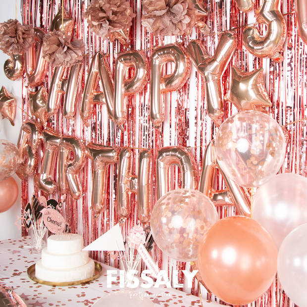 Fissaly® 30 Jaar Rose Goud Verjaardag Decoratie Versiering - Helium, Latex & Papieren Confetti Ballonnen