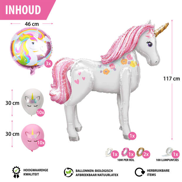 Fissaly® 29 Stuks Eenhoorn Ballonnen Versiering Pakket – Mega Folie Paard 117 CM Set– Verjaardag Kind – Prinses – Helium