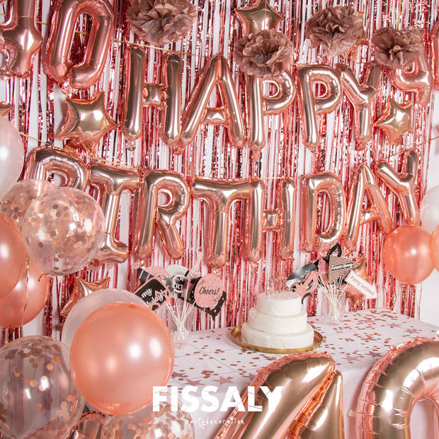 Fissaly® 40 Jaar Rose Goud Verjaardag Decoratie Versiering - Helium, Latex & Papieren Confetti Ballonnen
