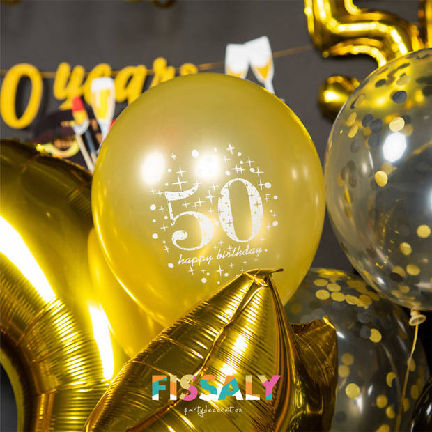 Fissaly® 50 Jaar Sarah & Abraham Verjaardag Decoratie Versiering – Ballonnen – Jubileum Man & Vrouw - Zwart en Goud