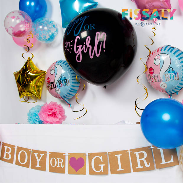 Fissaly® 60 Stuks Gender Reveal Baby Shower Ballonnen Decoratie Feestpakket – Geslachtsbepaling & Babyshower