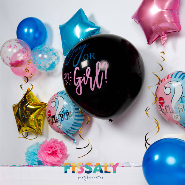 Fissaly® 60 Stuks Gender Reveal Baby Shower Ballonnen Decoratie Feestpakket – Geslachtsbepaling & Babyshower